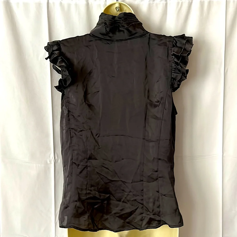 Lapis Dark Charcoal Gray/Black Ruffled Short Sleeve Shirt Top ** Size L** 🔥🔥 - Picture 2 of 4